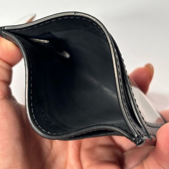 Coach Black Slim Id Card Case In Signature Canvas Wallet unisex ✨ - Picture 5 of 6